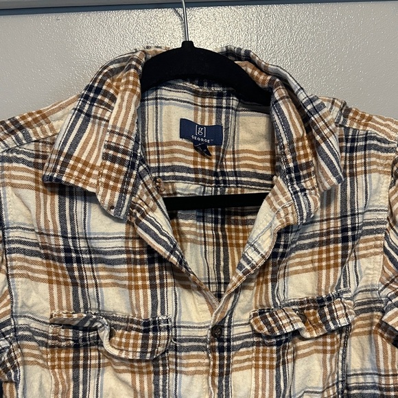 George Tan and Black Plaid Button Down Shirt - Picture 6 of 12